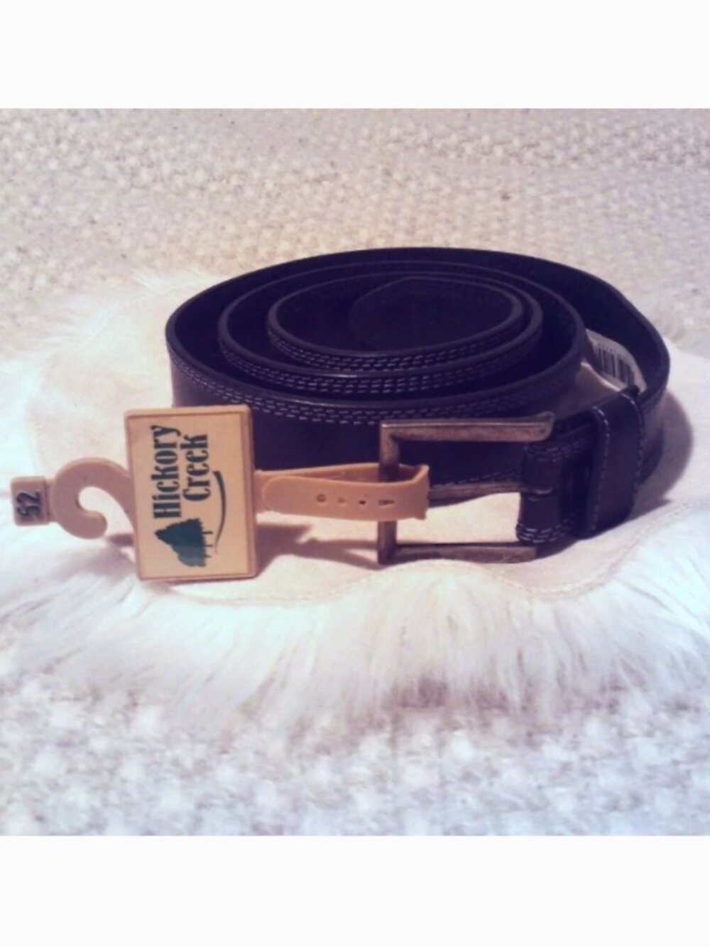 NWT Hickory Creek Black Leather Belt 52 Big Tall Heritage Americana Quiet Luxury